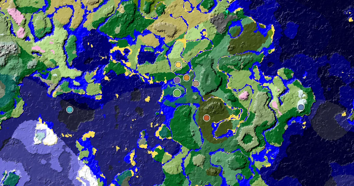 Taiga Spawn — a Mansion Within Reach — biome and structure map