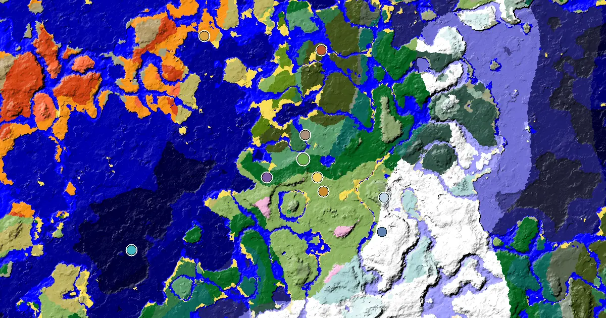 a Village Beside Spawn Near a Forest Spawn — biome and structure map