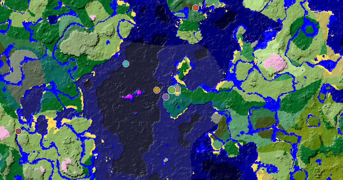 Taiga Seed With a Village Beside Spawn — biome and structure map