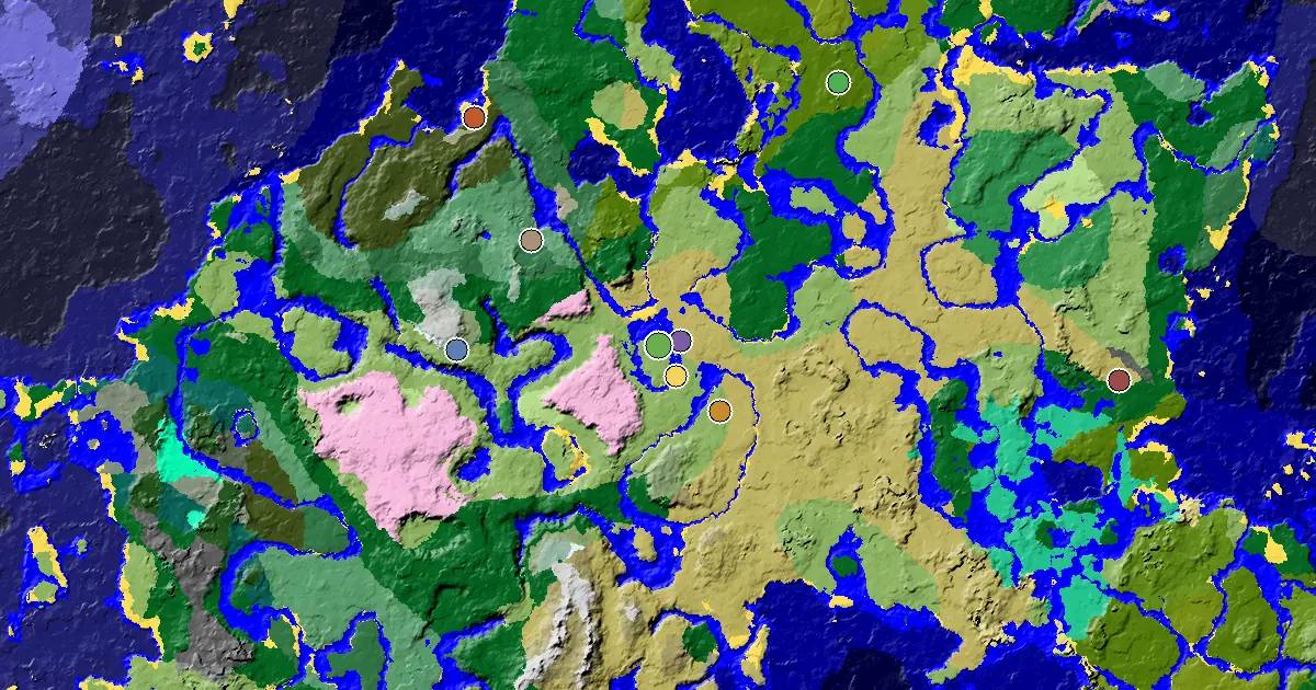 a Village Beside Spawn Near a Plains Spawn — biome and structure map