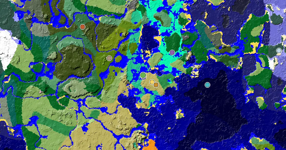 a Village Beside Spawn Near a Mangrove Swamp Spawn — biome and structure map