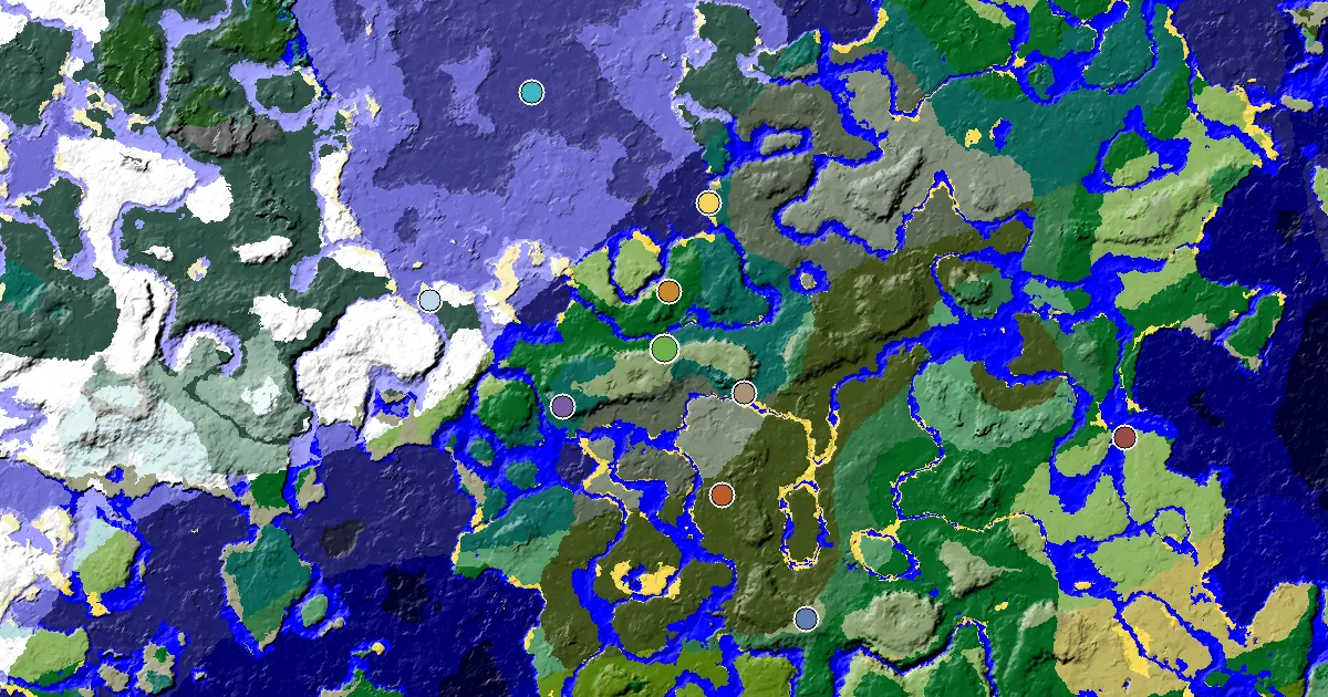 Taiga Seed With a Mansion Within Reach — biome and structure map