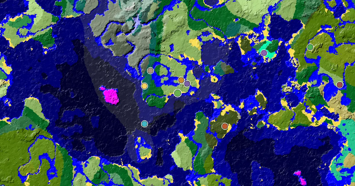 Beach Seed With a Mansion Within Reach — biome and structure map