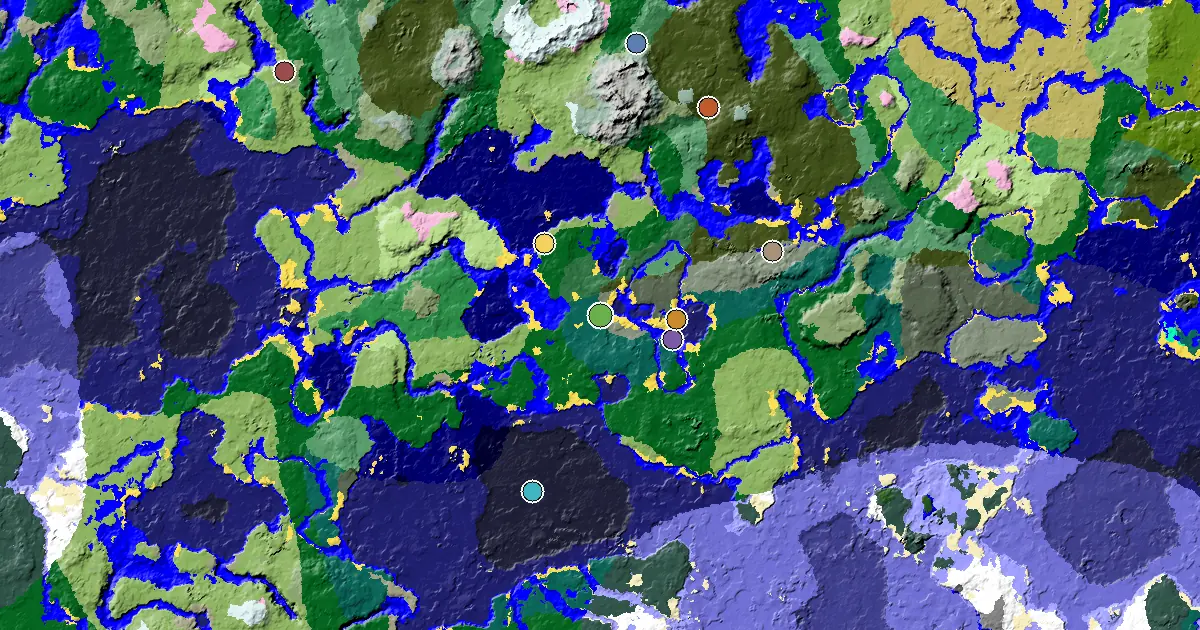 Taiga Seed With a Mansion Within Reach — biome and structure map