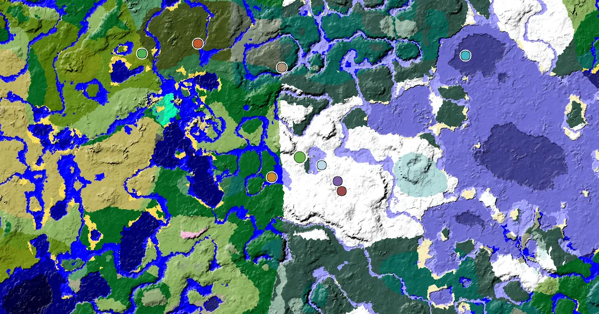 a Village at Spawn Near a Snowy Plains Spawn — biome and structure map