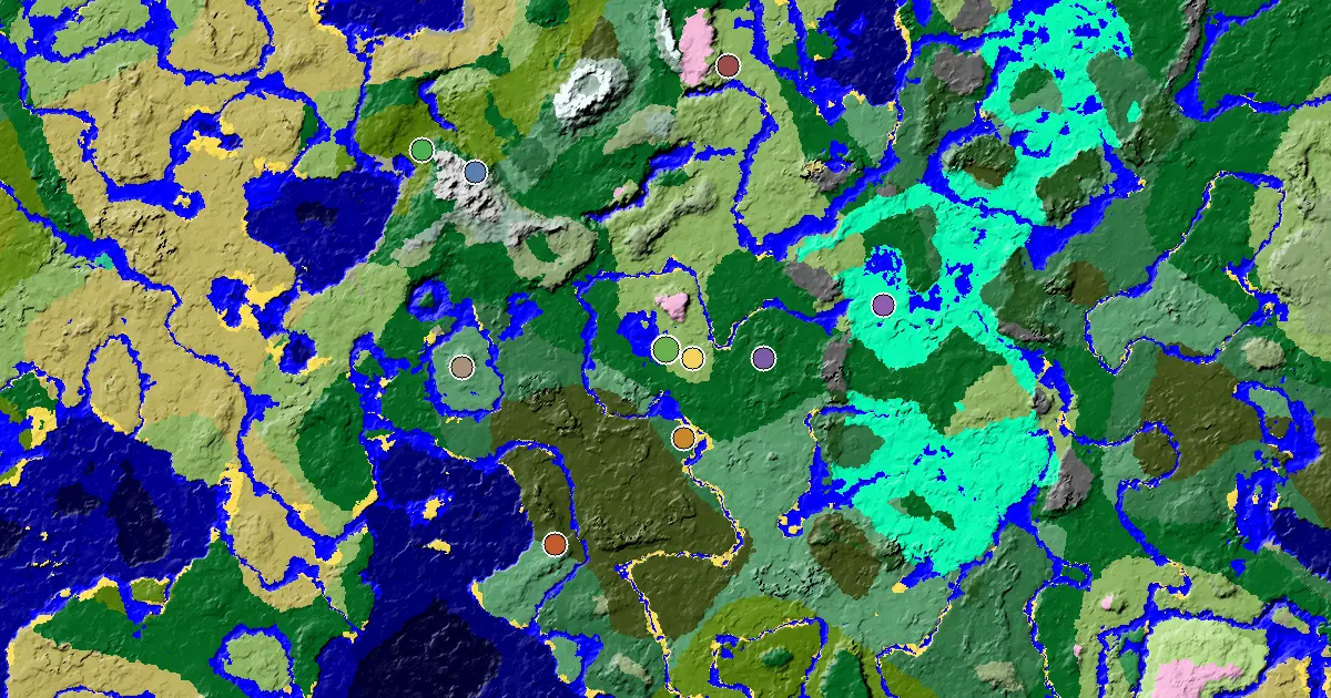 Plains Seed With a Village Beside Spawn — biome and structure map