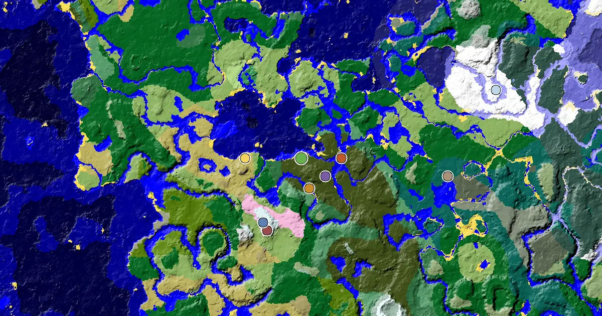 Minecraft Dark Forest Seed: a Woodland Mansion Nearby — biome and structure map