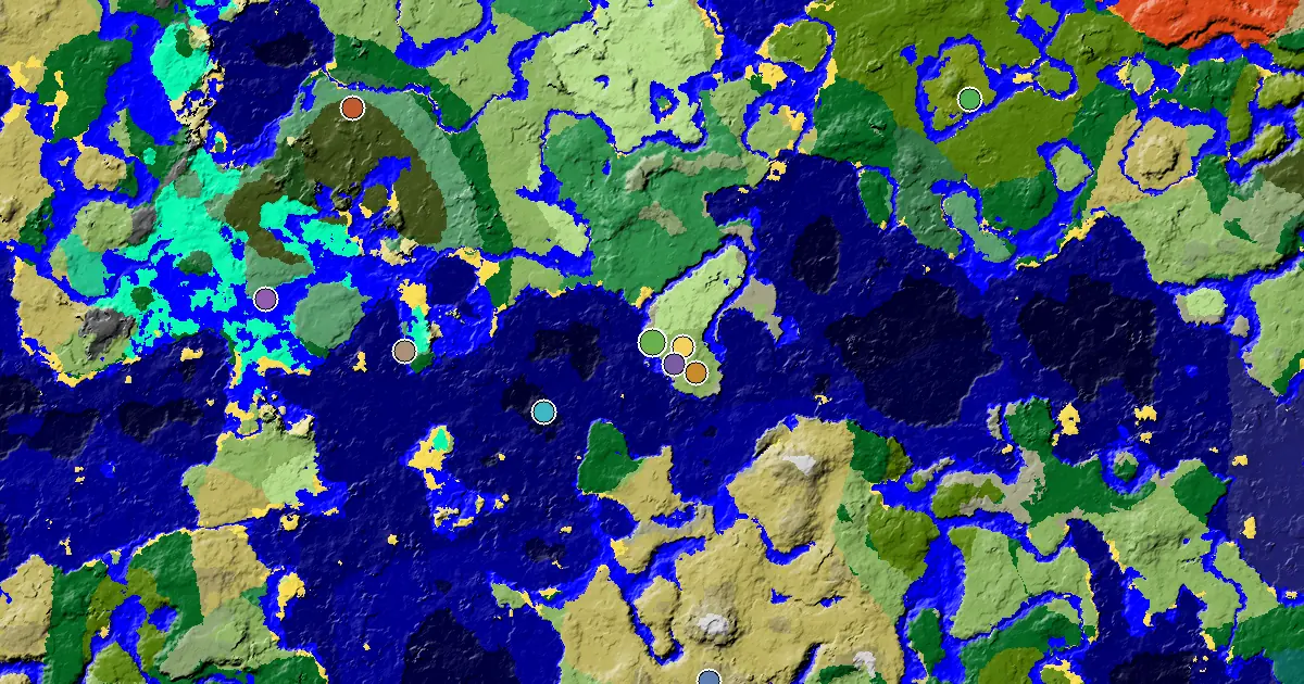 Stony Shore Seed With a Village Beside Spawn — biome and structure map