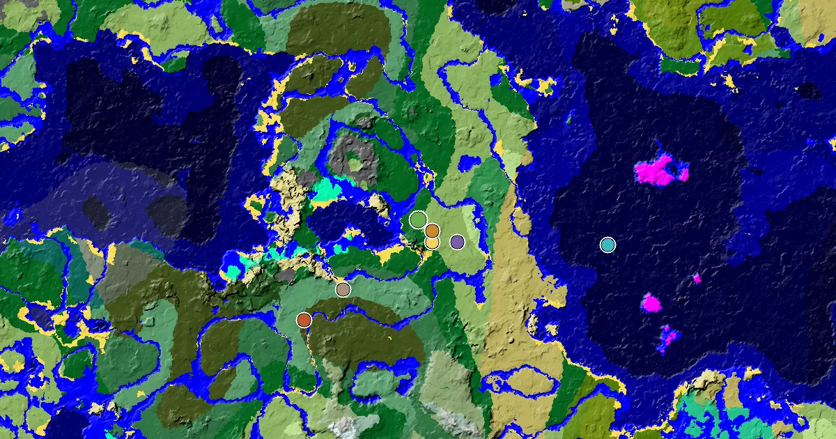 Minecraft Forest Seed: a Trial Chamber by Spawn — biome and structure map