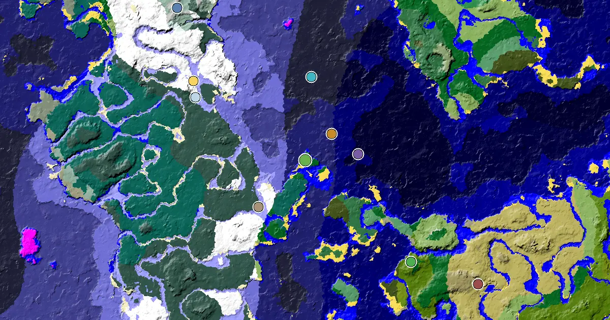 Forest Seed With Great Structures Nearby — biome and structure map