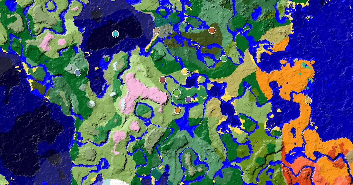 Minecraft Flower Forest Seed: a Mansion Within Reach — biome and structure map