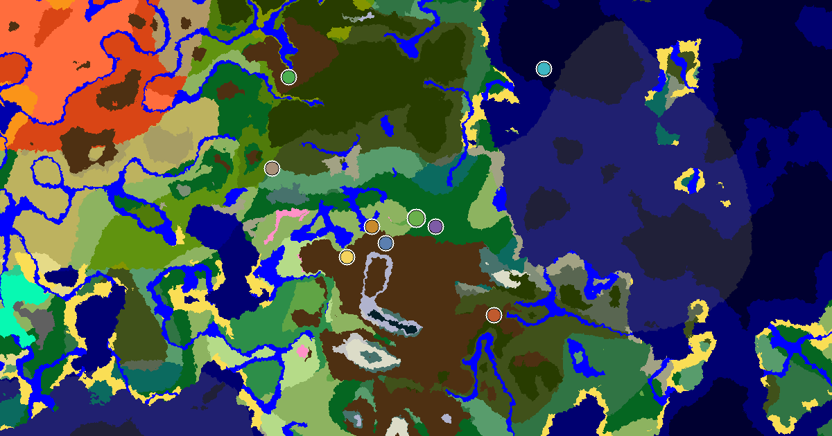 Forest Seed With an Ancient City Under Spawn — biome and structure map