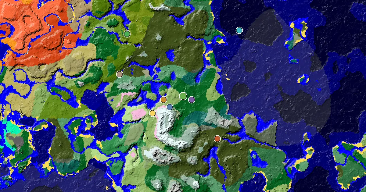 Forest Seed With an Ancient City Under Spawn — biome and structure map