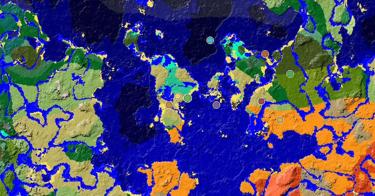 Beach Seed With a Village Beside Spawn — biome and structure map