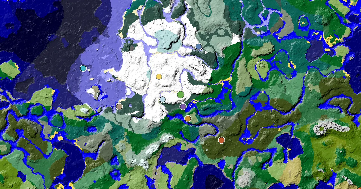 Minecraft Snowy Plains Seed: a Mansion Within Reach — biome and structure map