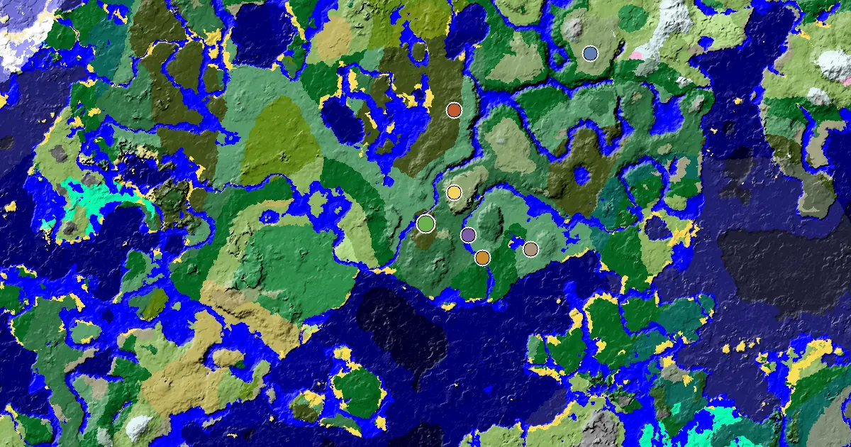 Minecraft Dark Forest Seed: a Mansion Within Reach — biome and structure map