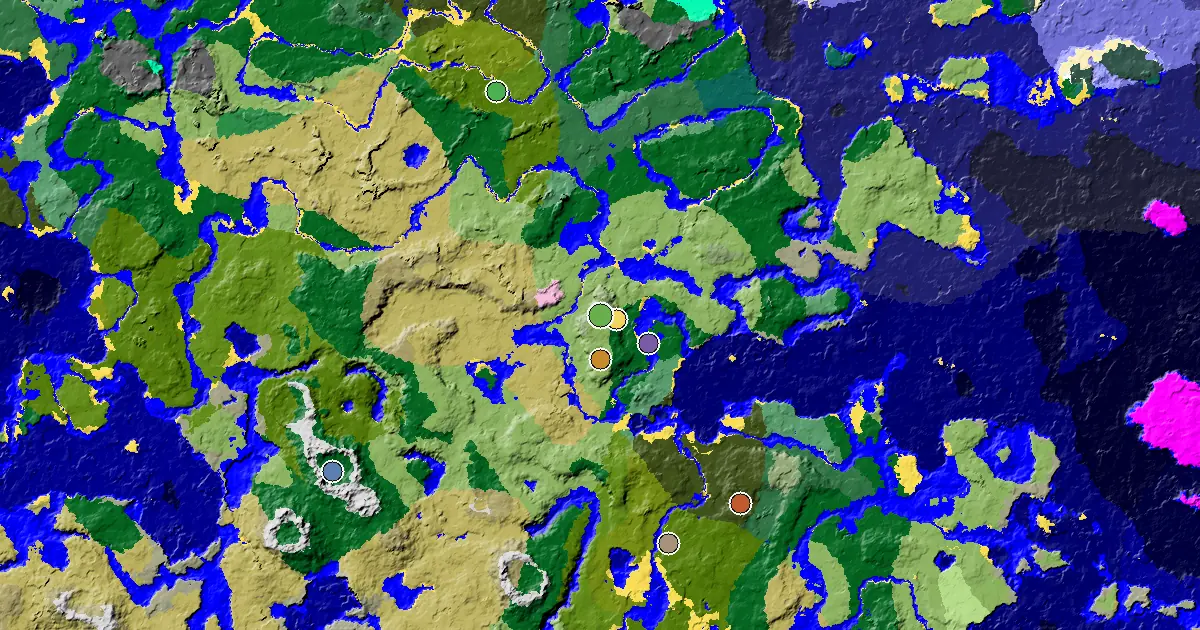 Dripstone Caves Seed With a Village at Spawn — biome and structure map