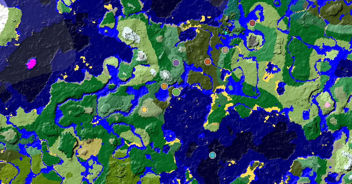 Minecraft Dark Forest Seed: a Mansion Within Reach — biome and structure map