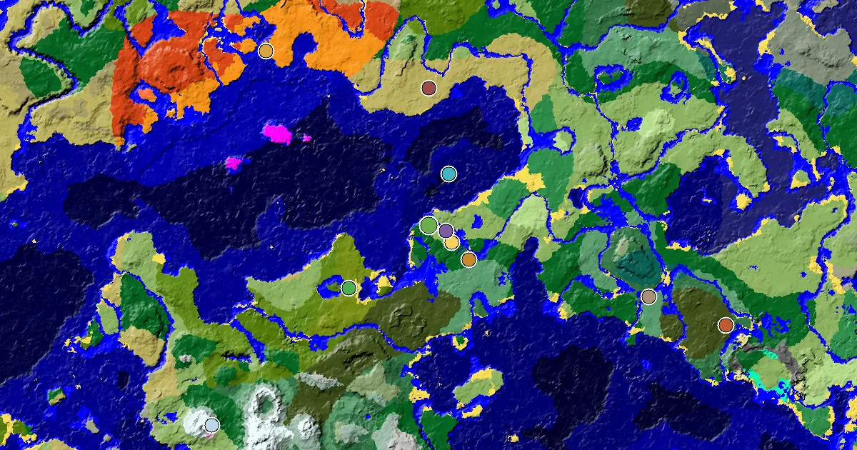 Plains Spawn — a Village Beside Spawn — biome and structure map