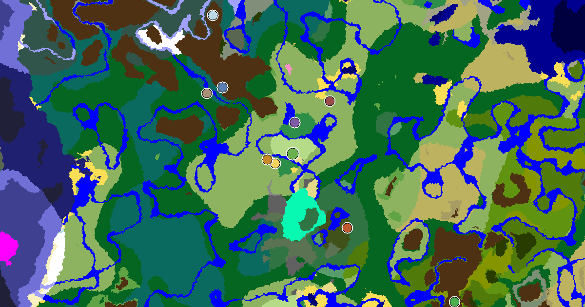 a Village Beside Spawn Near a Sunflower Plains Spawn — biome and structure map