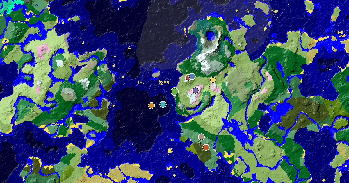 Forest Seed With an Ancient City Under Spawn — biome and structure map