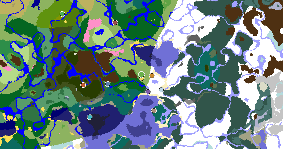 Plains Spawn — a Village at Spawn — biome and structure map