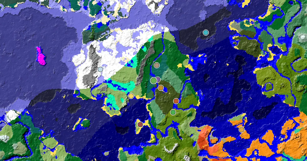 Minecraft Taiga Seed: a Woodland Mansion Nearby — biome and structure map