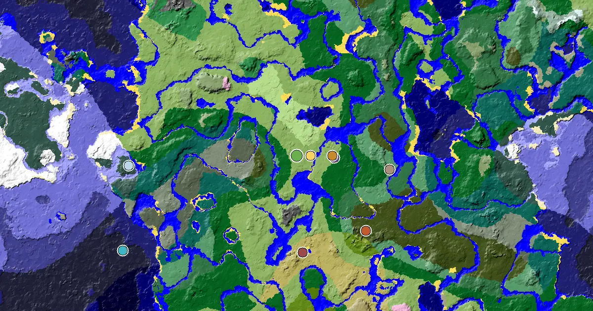 Plains Seed With a Village Beside Spawn — biome and structure map