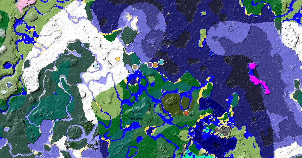 Forest Seed With a Mansion Within Reach — biome and structure map