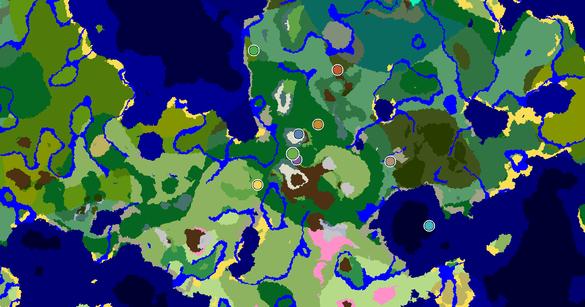 Forest Seed With an Ancient City Under Spawn — biome and structure map