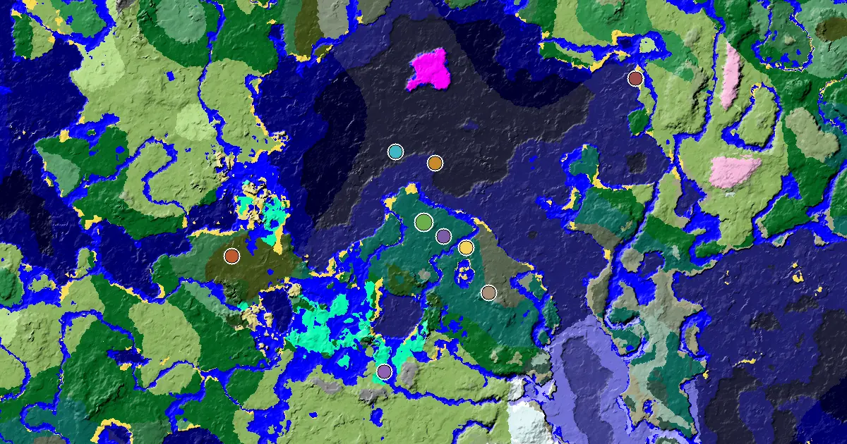 a Mansion Within Reach Near a Taiga Spawn — biome and structure map
