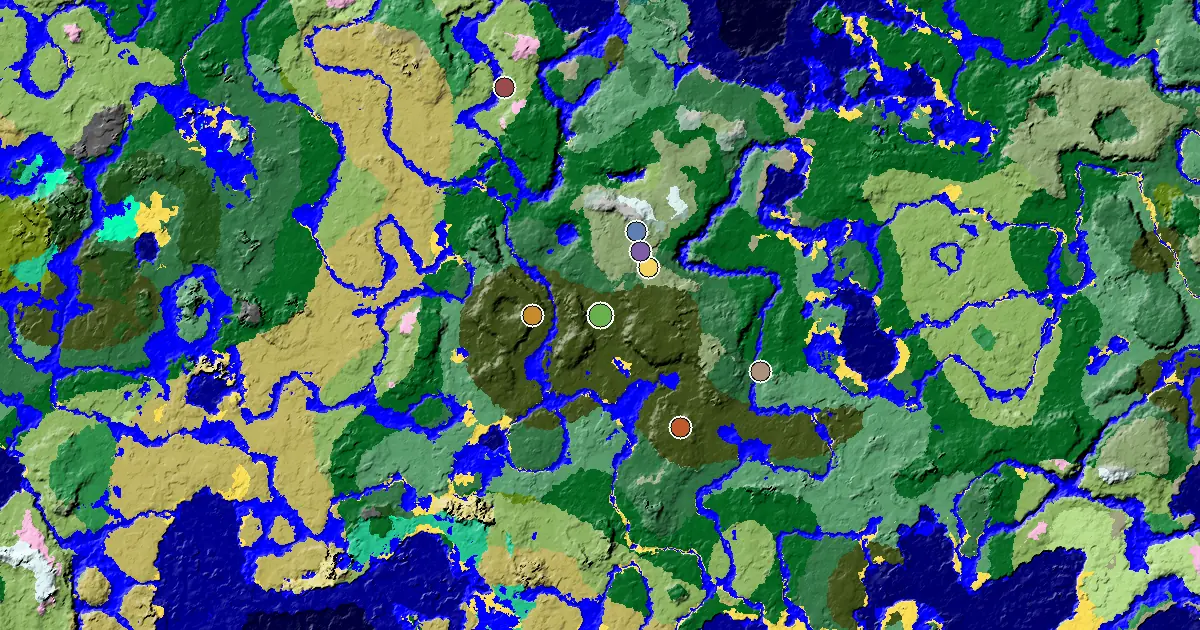 Minecraft Dark Forest Seed: an Ancient City Under Spawn — biome and structure map
