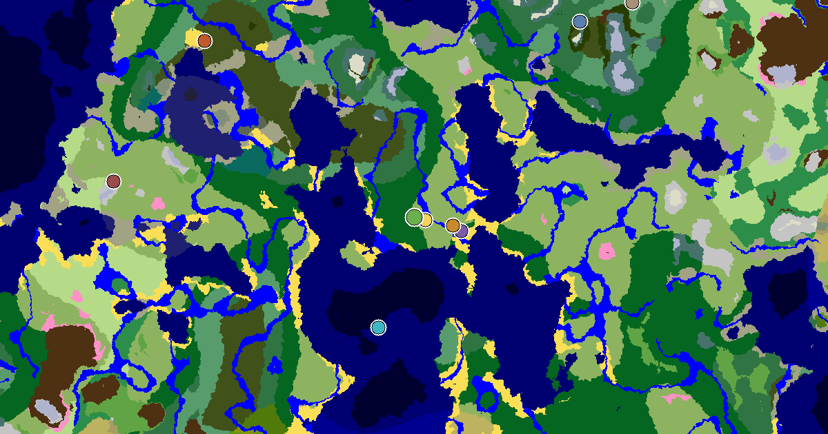 Forest Spawn — a Village at Spawn — biome and structure map