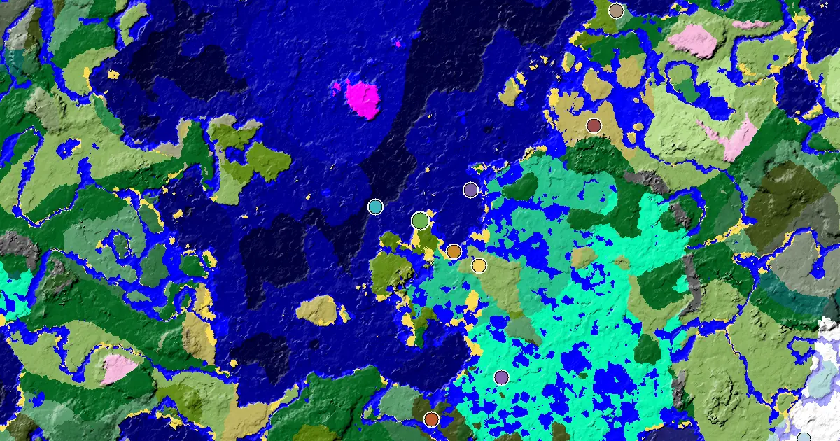 a Mansion Within Reach Near a Beach Spawn — biome and structure map