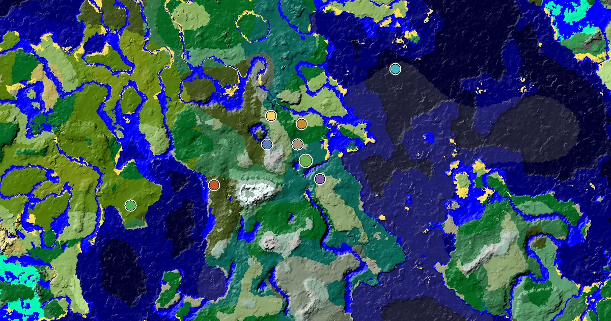 Taiga Seed With an Ancient City Under Spawn — biome and structure map