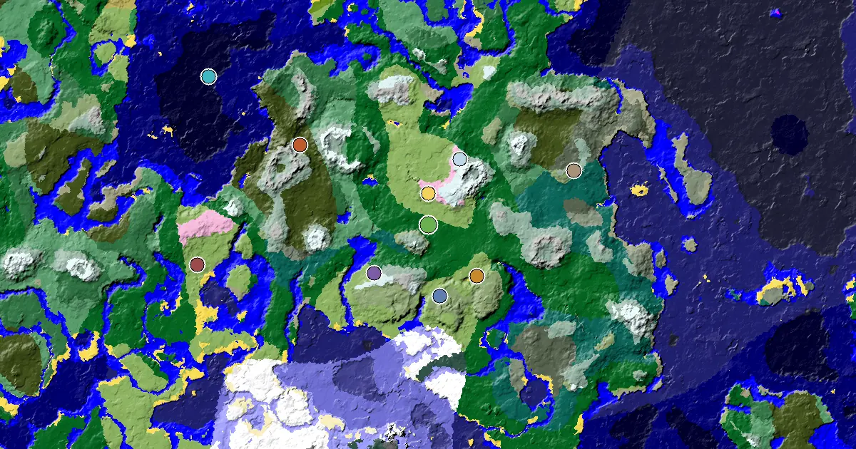 Forest Spawn — a Village Beside Spawn — biome and structure map