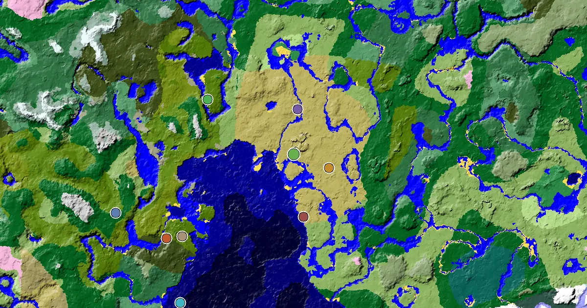 Savanna Seed With a Village at Spawn — biome and structure map