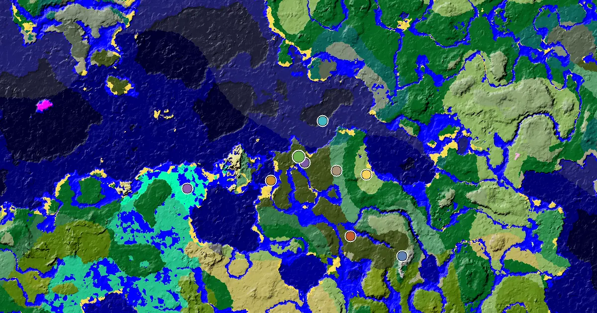 Minecraft Dark Forest Seed: a Mansion Within Reach — biome and structure map