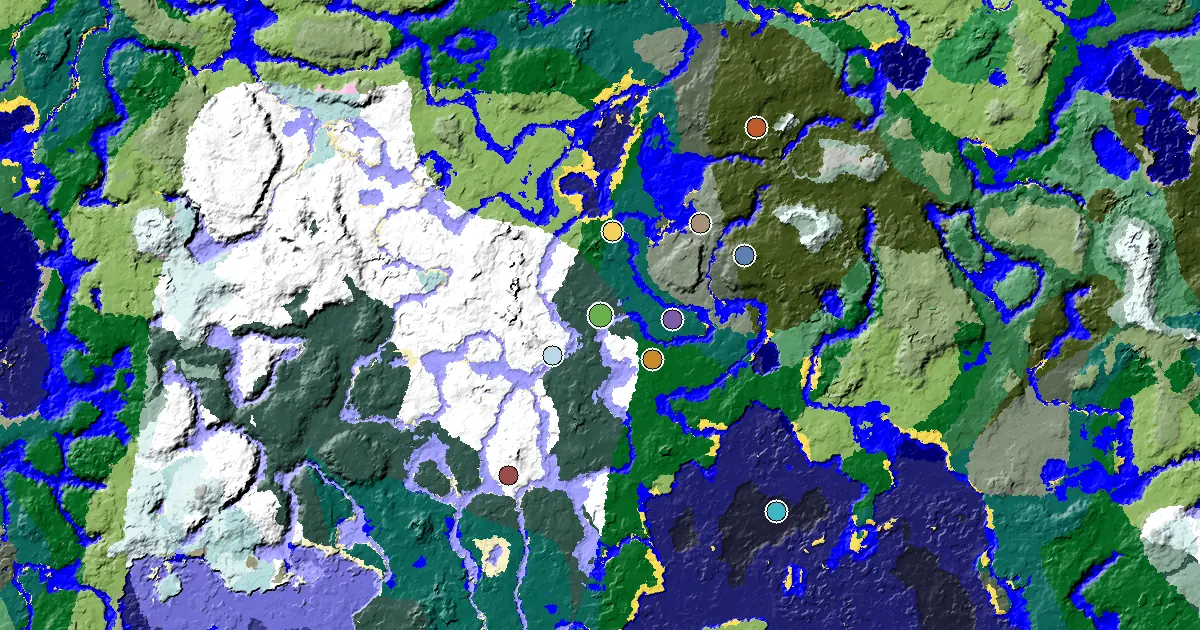 Minecraft Snowy Taiga Seed: a Mansion Within Reach — biome and structure map