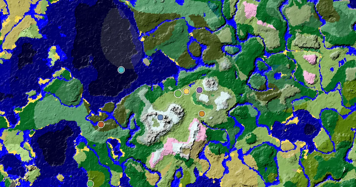 Plains Seed With a Village Beside Spawn — biome and structure map