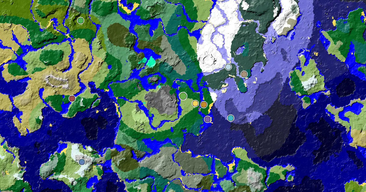 Forest Seed With a Village Beside Spawn — biome and structure map