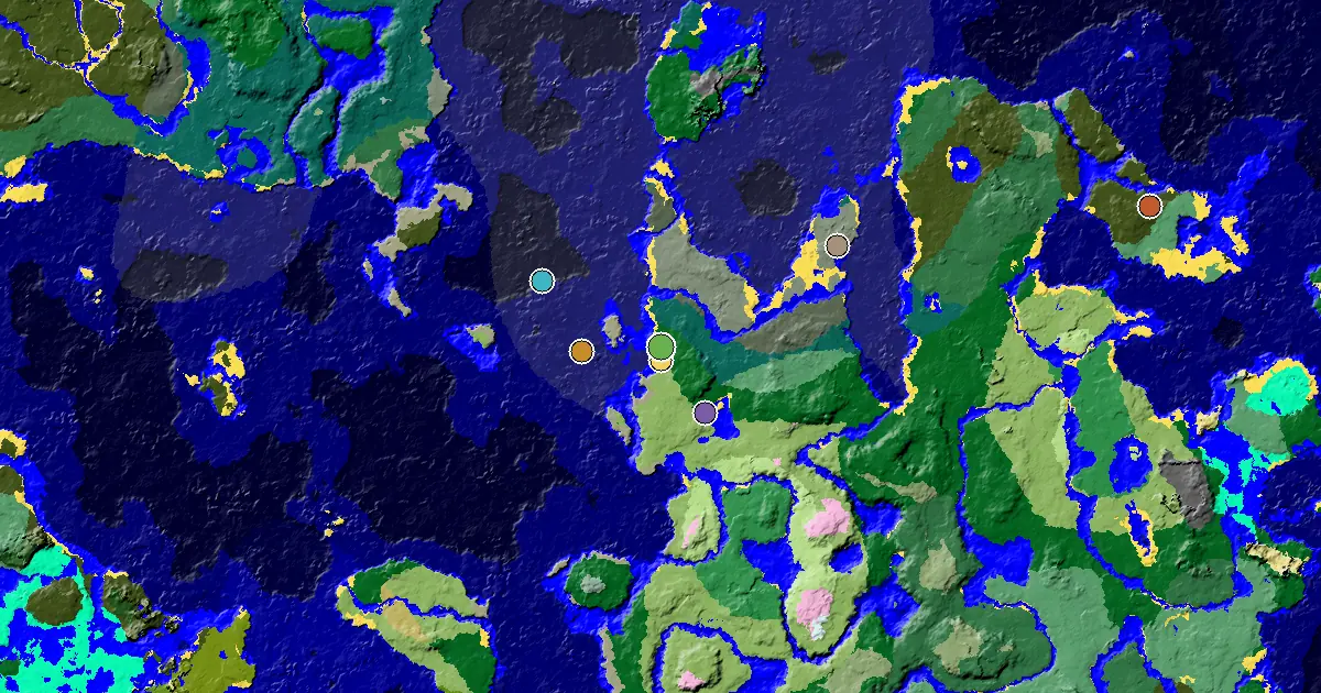 Forest Spawn — a Village at Spawn — biome and structure map