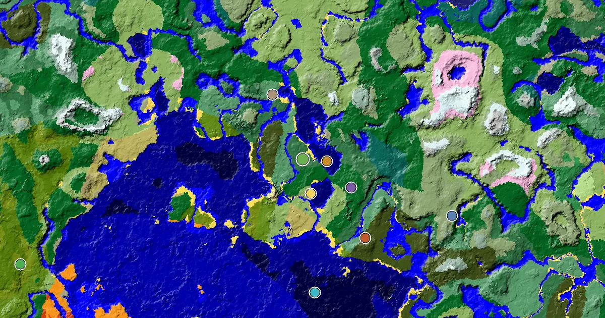 Birch Forest Seed With a Mansion Within Reach — biome and structure map