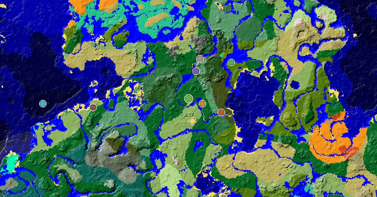 Forest Seed With a Woodland Mansion Nearby — biome and structure map