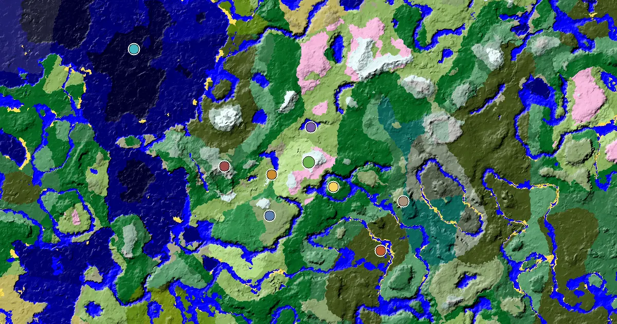 Snowy Slopes Spawn — a Mansion Within Reach — biome and structure map