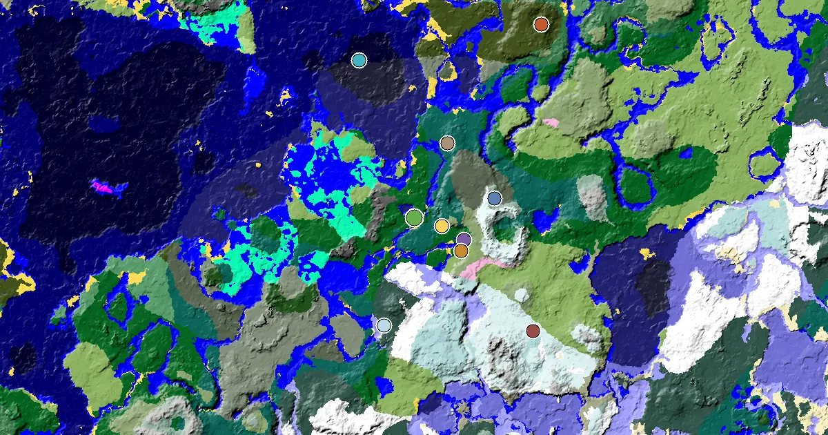 Forest Spawn — a Village Beside Spawn — biome and structure map