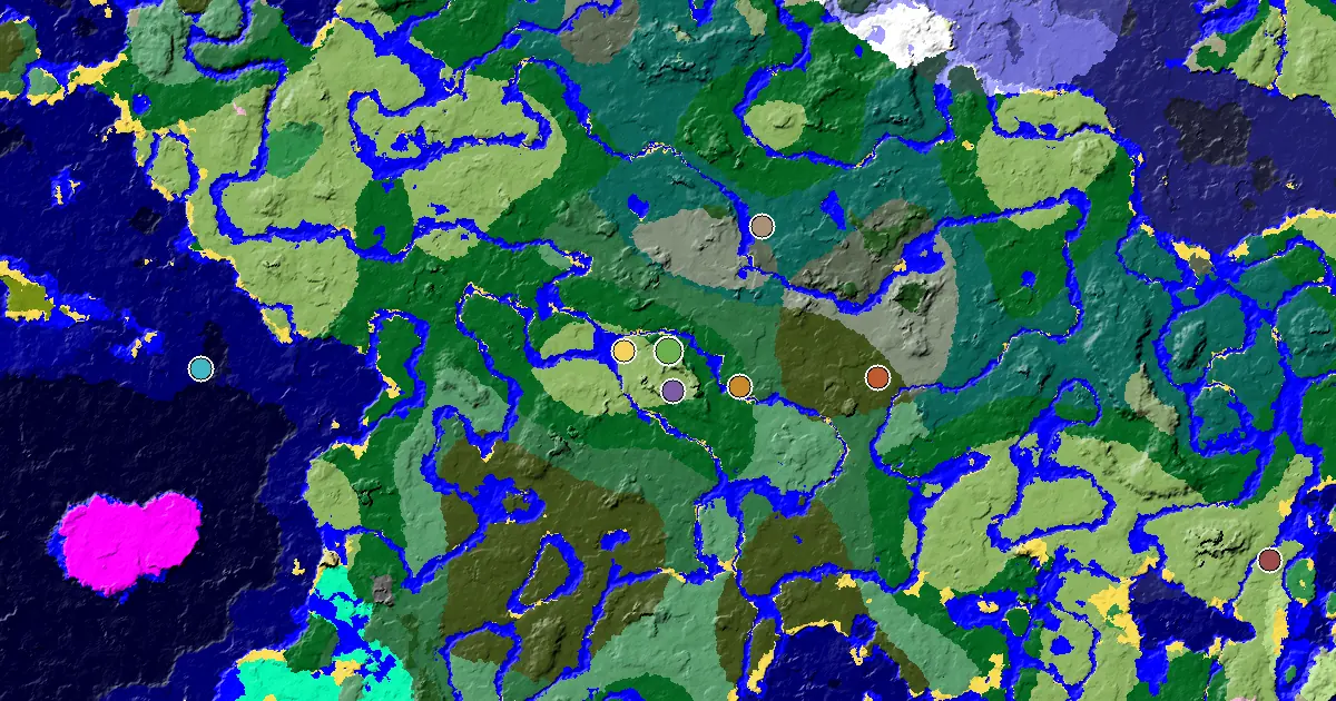 a Village Beside Spawn Near a Forest Spawn — biome and structure map