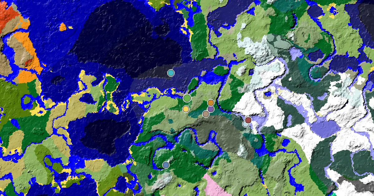 a Village Beside Spawn Near a Forest Spawn — biome and structure map