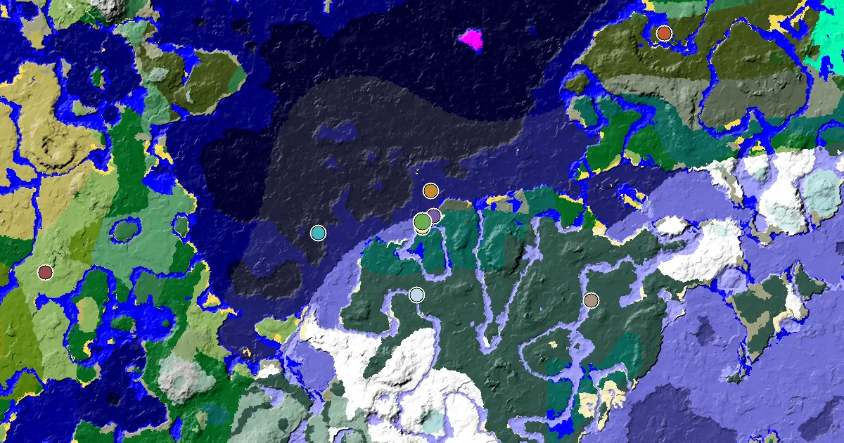 a Village at Spawn Near a Taiga Spawn — biome and structure map