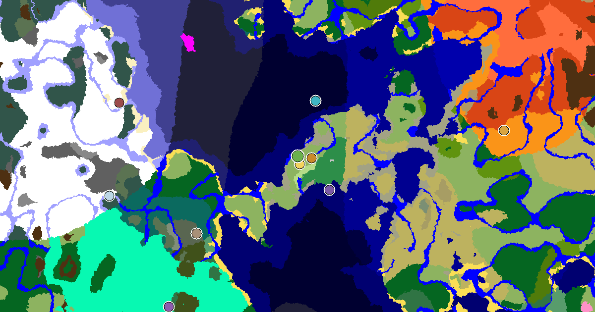 Plains Seed With a Village at Spawn — biome and structure map